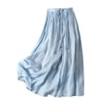 thumbnail image 1 of Tumotour Linen Skirt For Women Summer Cargo High Waist Long Skirts Casual Front A-Line Midi Skirt Beach Floral Skirts, 1 of 9