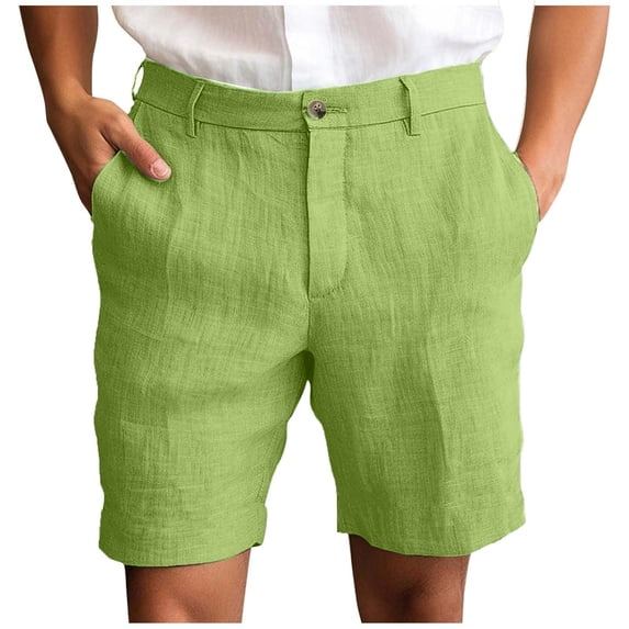 Tumotour Linen Shorts For Man Solid-Color Casual With Pockets Button Zipper Shorts Half Shorts Pants Workout Shorts Short Beach Shorts Summer Shorts