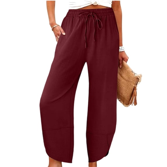 Tumotour Cuffed Pants for Women Drawstring Sports Trousers Athletic Workout Running Joggers with Pocket Lace Up Button Pants
