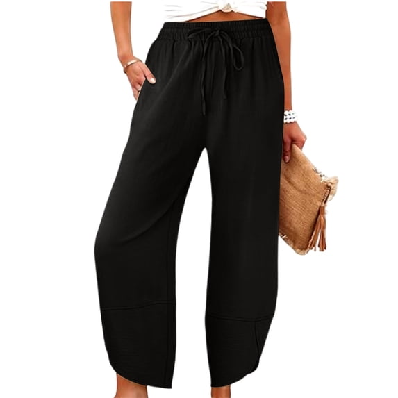 Tumotour Cuffed Pants for Women Drawstring Sports Trousers Athletic Workout Running Joggers with Pocket Lace Up Button Pants