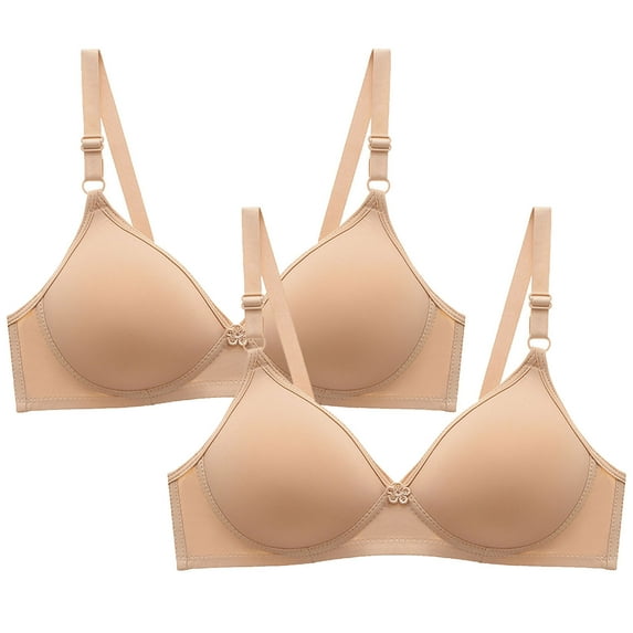 Tumotour Daily Full Coverage Bras For Women Adjustable Strap Wirefree Solid Small Cup Bra Comfortable Everyday Underwear 2Pcs