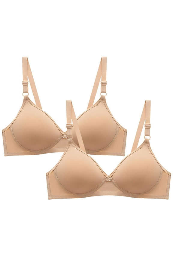 Daily Full Coverage Bras For Women Adjustable Strap Wirefree Solid Small Cup Bra Comfortable Everyday Underwear 2Pcs
