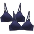 thumbnail image 1 of Tumotour Daily Full Coverage Bras For Women Adjustable Strap Wirefree Solid Small Cup Bra Comfortable Everyday Underwear 2Pcs, 1 of 1