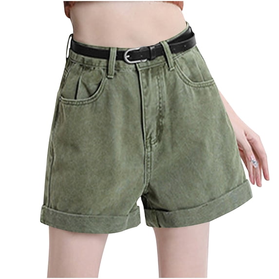 Tumotour Denim Shorts for women Solid-Color High Waisted Stretchy Denim Shorts Jean Shorts Summer Thin Casual Jean Shorts with pockets