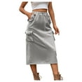 thumbnail image 1 of Tumotour Denim Skirt For Women Drawstring Cargo High Waist Long Skirt Knee Length Denim Skirts With Cargo With Pockets, 1 of 5