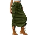 thumbnail image 1 of Tumotour Denim Skirt For Women Drawstring Cargo High Waist Long Skirt Knee Length Side Split Denim Skirts With Cargo Pockets, 1 of 8