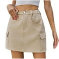 thumbnail image 1 of Tumotour Denim Skirt for Women's Summer Jean Cargo Skirt with Pockets High Elastic Waist A-line Mini Skirt, 1 of 5