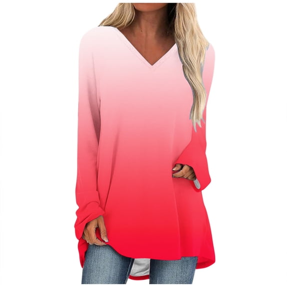Tumotour Fall Blouse For Women Solid Long Sleeves T-Shirt V-Neck Pullovers Tops Casual Dressy Work Business Tunic Tops To Wear With Leggings
