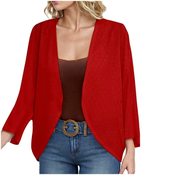Tumotour Fall Cardigans For Women Long Sleeve Mesh Hollow Out Lightweight Cardigans Casual Solid Color Loose Comfy Outwear
