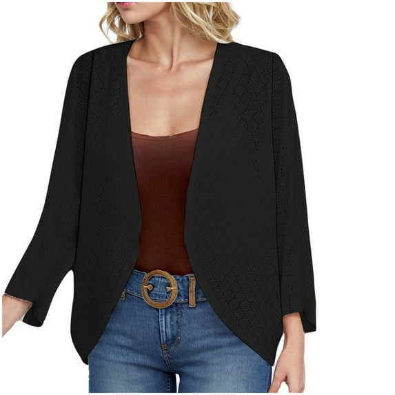 Tumotour Fall Cardigans For Women Long Sleeve Mesh Hollow Out Lightweight Cardigans Casual Solid Color Loose Comfy Outwear