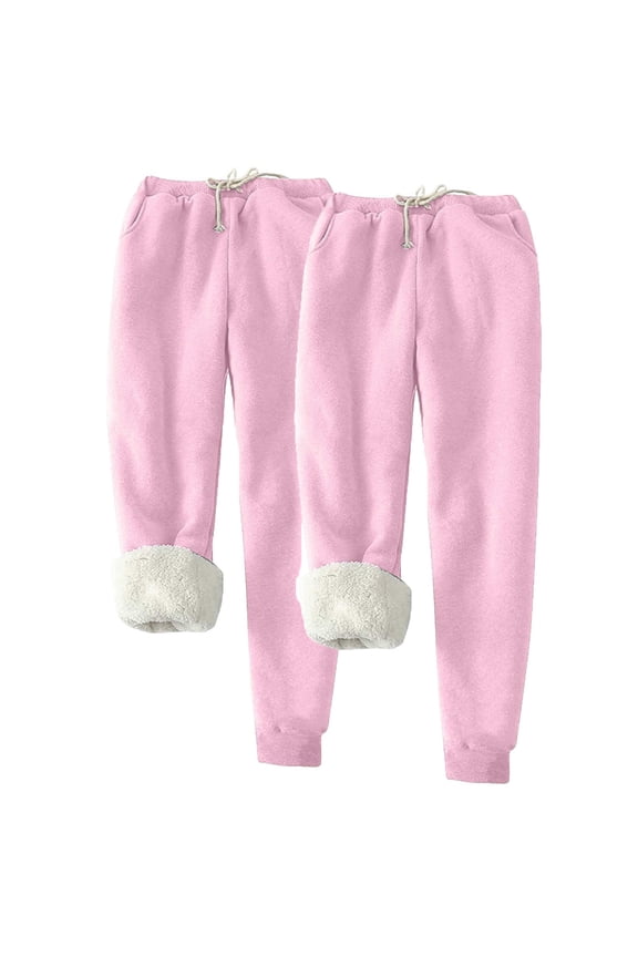 Fleece Pants For Women Warm Fleece Lined Bandage Elastic High Waist Pockets Pants 2024 Fall Winter Fashion Casual Solid Color Plus Size Sherpa Lined Comfy Harun Leggings