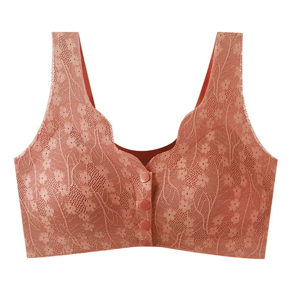 Tumotour Front Open Bras For Women Full Coverage Wirefree Bra Button Closeure Bra For Mom Gift Nursing Underwear No Steel Ring Comfortable Soft Bras