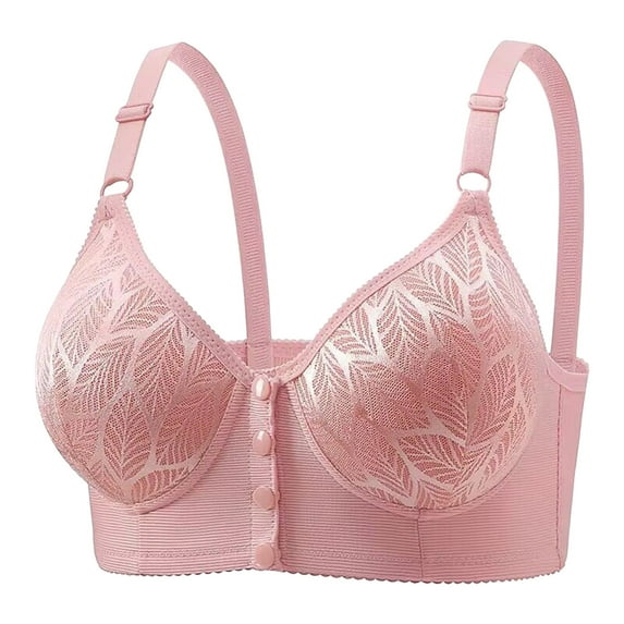 Tumotour Front Open Bras For Women Full Coverage Wirefree Bra Button Closeure Bra For Mom Gift Nursing Underwear Bra Adjustable Breathable Underwear Floral Pattern Non-Steel Ring Push Up Bra