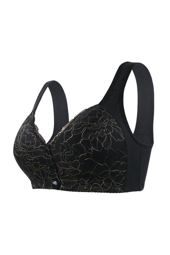 Front Open Bras For Women Full Coverage Wirefree Bra Button Closeure Bra For Mom Gift Nursing Underwear Lace Wire Free Bras No Steel Ring Breathable Gathering Underwear