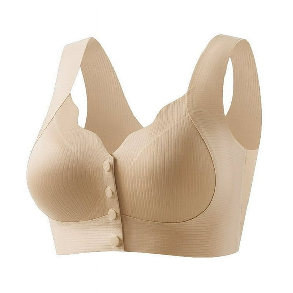 Tumotour Front Open Bras For Women Wirefree Breathable Without Steel Ring Gathering Push Up Nursing Underwear Solid Color Comfy Soft Cotton Daily Bras