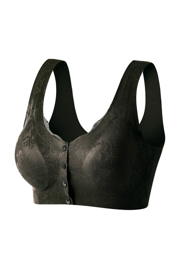 Front Open Bras For Women Wirefree Lace Pattern Front Button Closeure Push-Up Underwear Padding No Steel Ring Comfortable Soft Bras