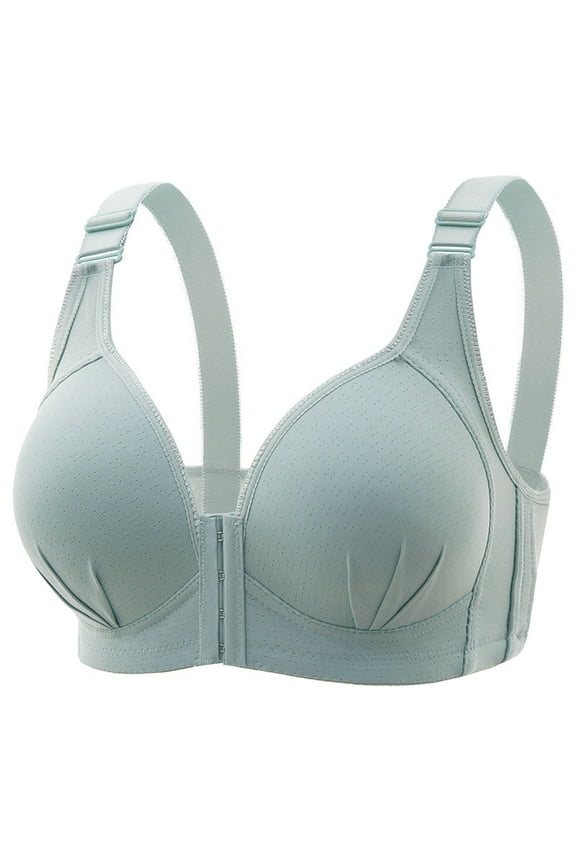 Front Open Bras For Women Adjustable Strap Wirefree Glossy Gathering Push Up Nursing Underwear Solid Color Breathable Without Steel Ring Comfy Soft Cotton Daily Bras