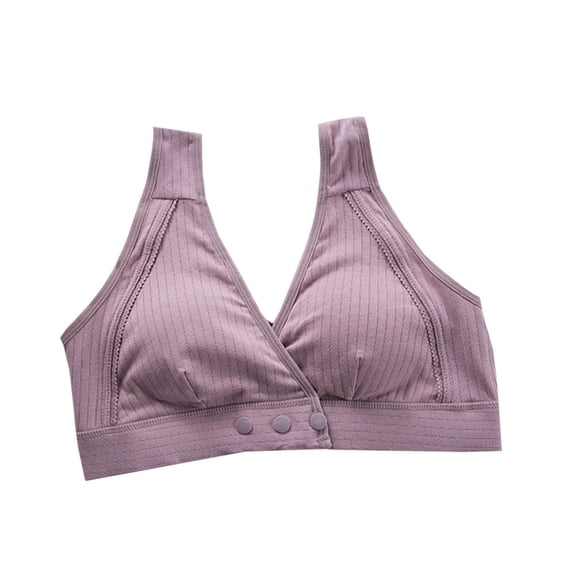 Tumotour Front Open Bras For Women Breastfeeding Cotton Pre Opening Button Breast Feeding Bra Maternity Sleep Bras No Underwire Adjustable Strap Snap Front Closure Comfort Lace Trim Bras