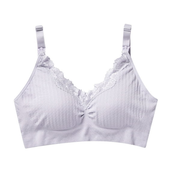 Tumotour Front Open Bras For Women Breastfeeding Cotton Pre Opening Button Breast Feeding Bra Maternity Sleep Bras No Underwire Snap Front Closure Comfort Lace Trim Bras