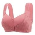 thumbnail image 1 of Tumotour Front Open Bras For Women Button Lace Pattern Wirefree Without Steel Ring Middle And Elderly Gathered Breathable Underwear Oversized Soft Cotton Design Style Front Buckle Daily Bras, 1 of 2