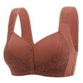 thumbnail image 1 of Tumotour Front Open Bras For Women Button Lace Pattern Wirefree Without Steel Ring Middle And Elderly Gathered Breathable Underwear Oversized Soft Cotton Design Style Front Buckle Daily Bras, 1 of 1