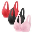 thumbnail image 1 of Tumotour Front Open Bras For Women Full Coverage Wirefree Bra Button Closeure Bra For Mom Gift Nursing Underwear Bra Non Steel Ring Underwear With Thin Cup Adjustable Lace Women Daily Bras 3Pcs, 1 of 4