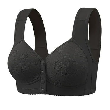 Tumotour Front Open Bras For Women Lace Pattern Wireless Non-Steel Ring Push Up Breathable Bralette Underwear No-Slip Solid Color Plus Size Soft Comfortable Breastplate Comfy Soft Cotton Daily Bras