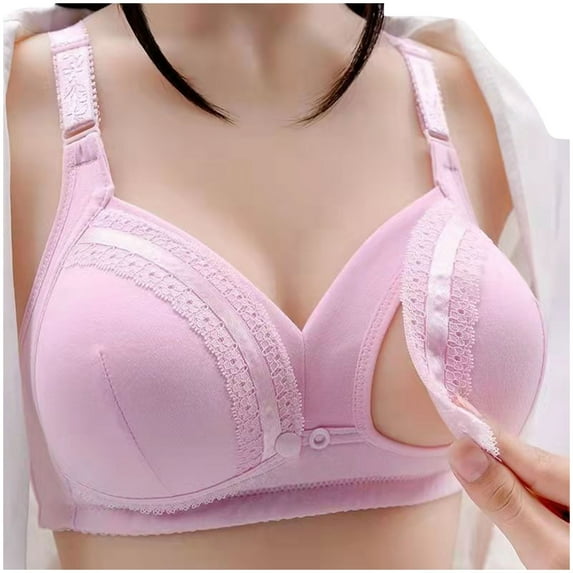 Tumotour Front Open Bras For Women Nursing Breastfeeding Cotton Pre Opening Button Breast Feeding Bra Maternity Sleep Bras No Underwire Adjustable Strap Snap Front Closure Comfort Bras