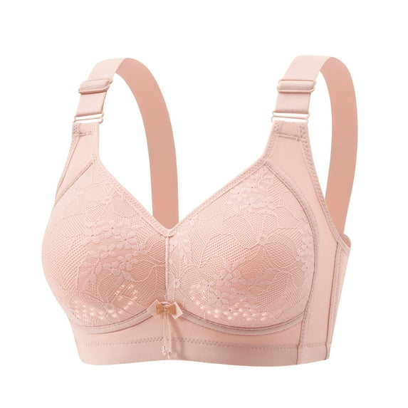 Tumotour Full Coverage Bra For Women Adjustable Strap Lace Pattern Traceless Gathering Push Up Sleeping Nursing Bra Solid Color Seamless Push Up Wireless Yoga Vest Bra
