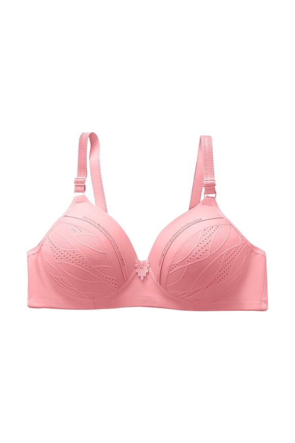 Full Coverage Bras For Women Adjustable Straps Lace Pattern Wireless Non-Steel Ring Push Up Breathable Bralette Underwear Plus Size Back Buckle Soft Comfortable Breastplate Underwear