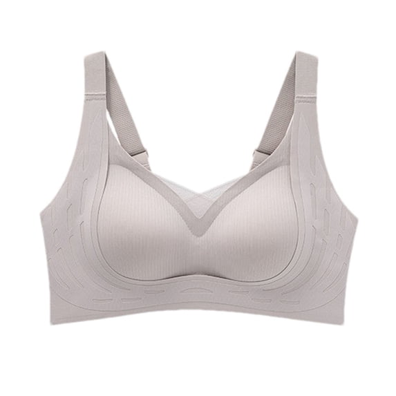 Tumotour Full Coverage Bras For Women Adjustable Straps Without Steel Ring Gathering Lace Gauze Covering Nursing Bra Solid Color Oversized Soft Breathable Embroidered Glossy Comfortable Bra
