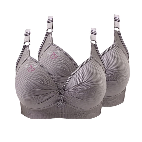 Tumotour Full Coverage Bras For Women No Steel Ring Pattern Gathering Comfort Push Up Breathable Bralette Bras Solid Color Comfortable Wireless Daily Bras 2Pcs