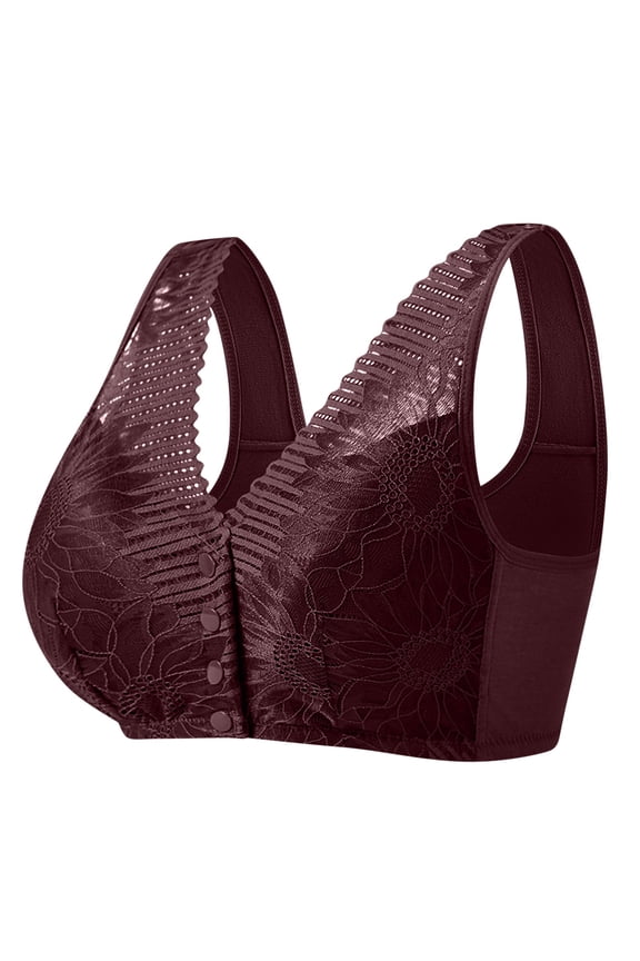 Full Coverage Bras For Women Without Steel Ring Gathering Lace Pattern Gauze Covering Nursing Bra Solid Color Oversized Soft Breathable Embroidered Glossy Comfortable Bra