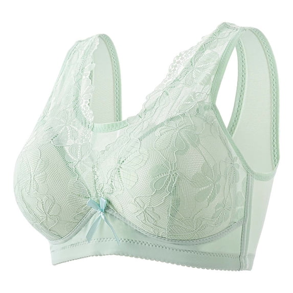 Tumotour Full Coverage Bras For Women Without Steel Ring Gathering Lace Pattern Gauze Covering Nursing Bra Solid Color Oversized Soft Breathable Embroidered Glossy Comfortable Bra