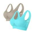 thumbnail image 1 of Tumotour Full Coverage Bras For Woman Wireless Sports Gathered Together Large Size Breathable No Rims Bra Casual Solid Color Comfortable Workout Yoga Daily Bras 2Pcs, 1 of 2