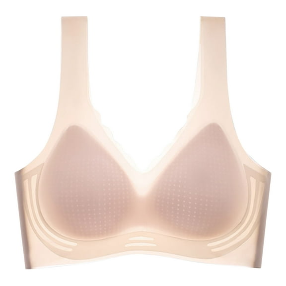 Tumotour Full Coverage Bras For Women Comfort Back No Trace Without Steel Ring Ice Silk Plus Size Fixed Cup Lingerie Nursing Bra Solid Color Oversized Soft Breathable Comfortable Bra