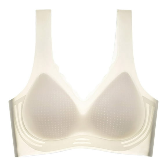 Tumotour Full Coverage Bras For Women Comfort Back No Trace Without Steel Ring Ice Silk Plus Size Fixed Cup Lingerie Nursing Bra Solid Color Oversized Soft Breathable Comfortable Bra