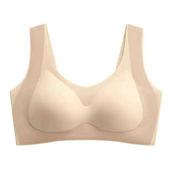 Tumotour Full Coverage Bras For Women Fixed Cup Seamless Lifting Gathering Sagging Without Steel Ring Nursing Bra Color Block Oversized Soft Breathable Comfortable Beautiful Back Sports Bra