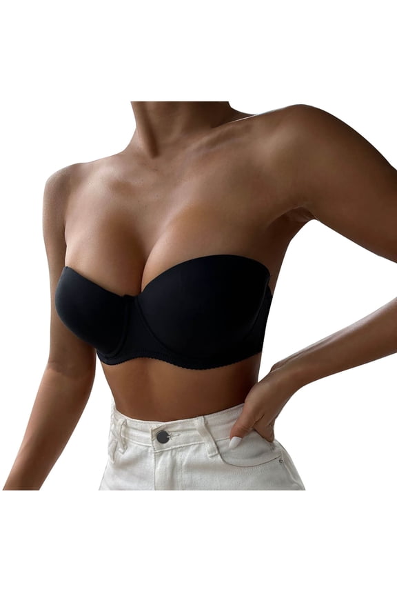 Full Coverage Bras For Women Invisible Strapless Back Three Row Buckle Without Steel Ring Gathering Nursing Bra Lightly Padded Full Figured Coverage Soft Breathable Seamless Bra