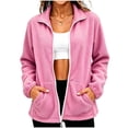 thumbnail image 1 of Tumotour Full Zip Up Polar Fleece Jacket for Women's Athletic Sweatshirt Cardigan Stand-Up Collar Long Sleeve Fall Coat Outfits with Pocket, 1 of 5