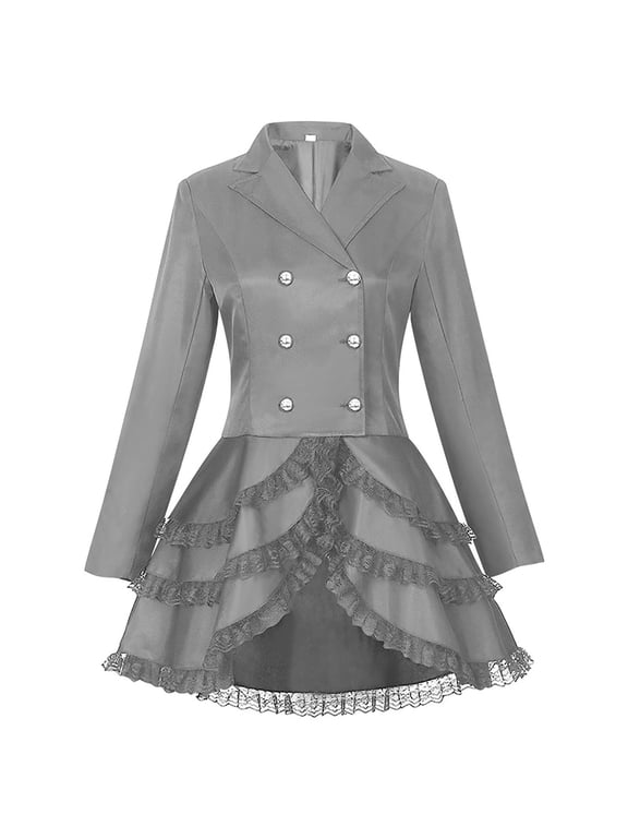 Gothic Court Style Mini Dress for Ladies Irregularly Lace Hem Corset Costume Dress Halloween Party Dress