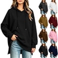 thumbnail image 1 of Tumotour Hooded Sweatshirts for Women's High Low Oversized Sport Pullover Long Sleeve Tops Side Split Fall Tunic Blouses, 1 of 6
