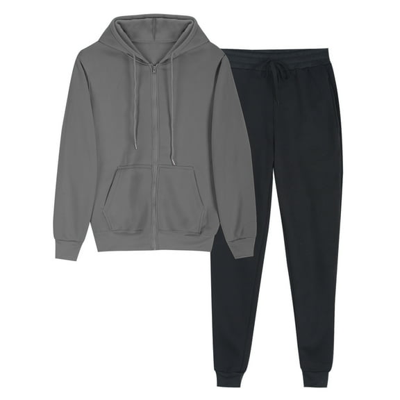 Tumotour Hoodies Sets For Women Zipper Crew Neck Long Sleeves Pockets Hoodie Sweatshirts And Drawstring Elastic High Waist Joggers Pants 2024 Trendy Casual Solid Color Loose Hooded Sweatsuit Sets