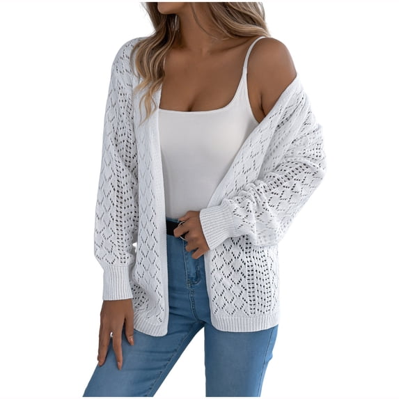 Tumotour Knit Cardigan for Women Hollow Lantern Long Sleeve Open Front Outerwear Coats Fall Sweaters Outfits