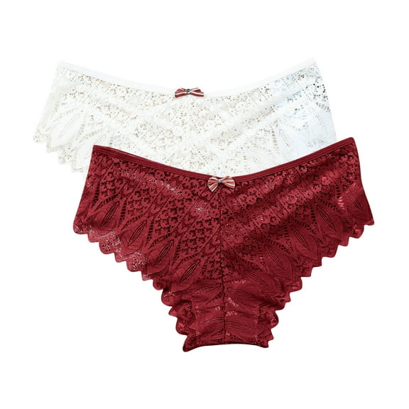 Tumotour Lace Briefs for Women Plus Size Panties Casual Solid Color Multipack Underpants,2Pack