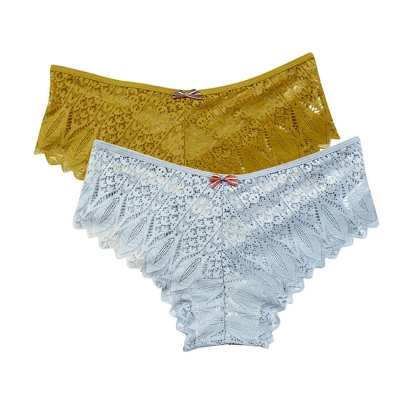 Tumotour Lace Briefs for Women Plus Size Panties Casual Solid Color Multipack Underpants,2Pack