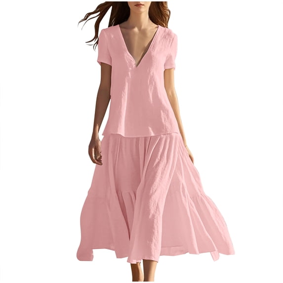 Tumotour Linen Dress Maxi Dress for Women T-Shirt Dress Summer Dresses for Women Print Sleeveless Round Neck Dress Casual Long Dresses