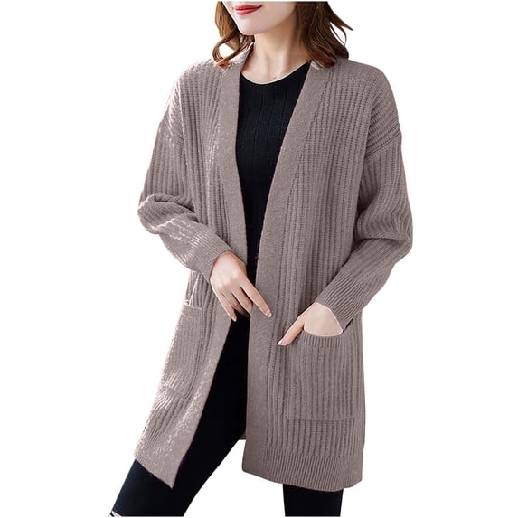 Tumotour Long Cardigan for Women's Knit Long Sleeve Open Front Outerwear Coats Fall Sweaters Outfits with Pocket