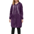 thumbnail image 1 of Tumotour Long Hoodies For Women Casual Pockets Zip Up Tunic Winter Fleece Jackets Knitted Casual Sweatshirt Solid Color Loose Long Sleeve Fall Hoodie Jacket Coat, 1 of 7