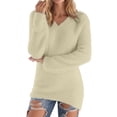 thumbnail image 1 of Tumotour Long Thermal Sweaters For Women For Leggings Dressy Solid Color V-Neck Long Sleeve Fall Tunic Blouse Winter Shirt Warm Pullovers Sweater, 1 of 7
